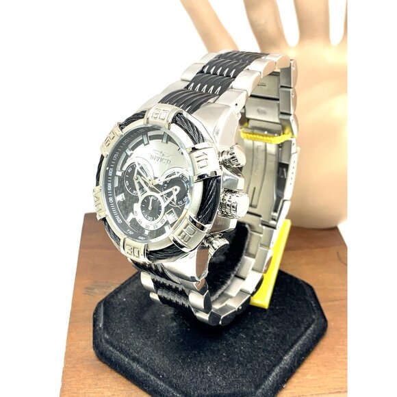 Invicta Men's Watch 29569 Bolt Quartz Chronograph Silver Black Stainless Steel - Picture 2 of 15